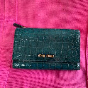 Miu Miu By Prada Crocodile Leather Wallet